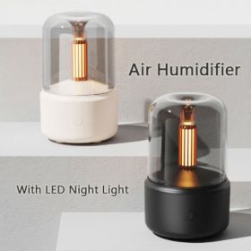 H2o Spray Mist Maker Fogger Aroma Diffuser Essential Oil Car Air Humidifier Mini Atmosphere Simulation Candle Light Humidifier (Color: White)