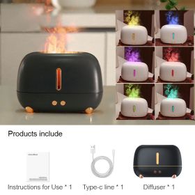 250ml Fire Flame Air Diffusers Portable Mini Essential Oil Atomizer Nano Mist Desktop Fire Flame Oil Diffuser (Color: Black)