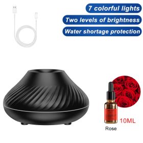 Air Humidifier Diffusers Essential Oil Diffuser USB Portable Humidifier Volcanic Flame Aroma Diffuser Essential Oil Lamp Bedroom (Color: black - rose, Ships From: China)