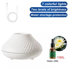 Air Humidifier Diffusers Essential Oil Diffuser USB Portable Humidifier Volcanic Flame Aroma Diffuser Essential Oil Lamp Bedroom (Color: white - fragrant, Ships From: China)