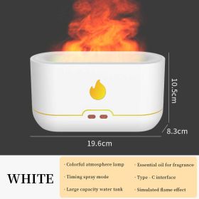 Essential Oil Diffuser Simulation Flame Ultrasonic Humidifier Home Office Air Freshener Fragrance (Color: White 2)