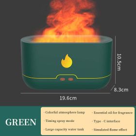 Essential Oil Diffuser Simulation Flame Ultrasonic Humidifier Home Office Air Freshener Fragrance (Color: Green 2)