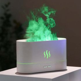 Essential Oil Diffuser Simulation Flame Ultrasonic Humidifier Home Office Air Freshener Fragrance (Color: White Pro)